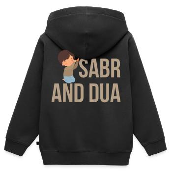 Sabr und Dua /Islam /Muslim Motiv - Kinder Premium Organic Zip Hoodie - Schwarz - Hinten - AI Model Kid Male (0cm)