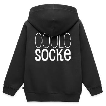Coole Socke - Kinder Premium Organic Zip Hoodie - Schwarz - Hinten - AI Model Kid Male (0cm)