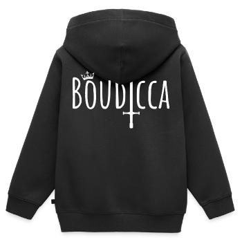 Boudicca Contrast - Kinder Premium Organic Zip Hoodie - Schwarz - Hinten - AI Model Kid Male (0cm)