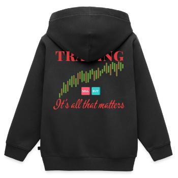 Trading C’est tout ce qui compte - Stock Investor - Sweat Premium à capuche zippé enfant bio - noir - Dos - AI Model Kid Male (0cm)