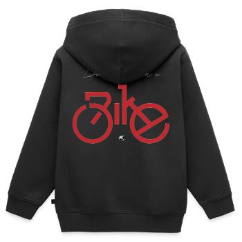 Image de vélo avec inscription - Sweat Premium à capuche zippé enfant bio - noir - Dos - AI Model Kid Male (0cm)
