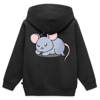 Maus schlafend - Kinder Premium Organic Zip Hoodie - Schwarz - Hinten - AI Model Kid Male (0cm)