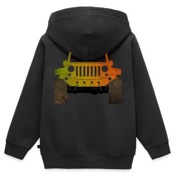 Jeep - Kids Premium Organic Zip-up Hoodie - black - Back - AI Model Kid Male (0cm)