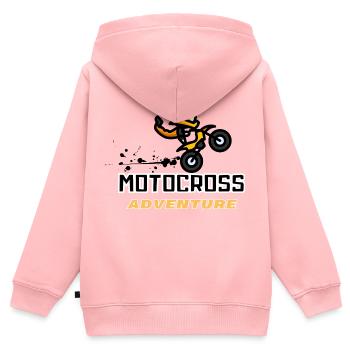 Motocross Adventure - Sweat Premium à capuche zippé enfant bio - rose - Dos - AI Model Kid Female (0cm)