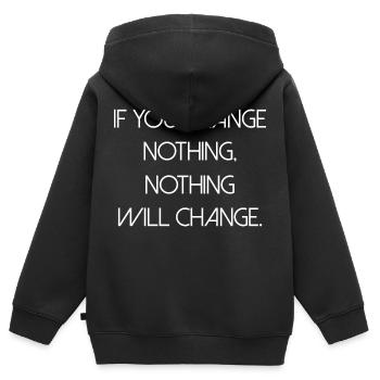 change nothing sort inspiration changement - Sweat Premium à capuche zippé enfant bio - noir - Dos - AI Model Kid Male (0cm)