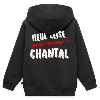 HEUL LEISE CHANTAL - Kinder Premium Organic Zip Hoodie - Schwarz - Hinten - AI Model Kid Male (0cm)