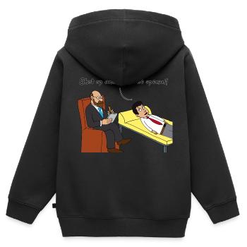 Therapie - Kinder Premium Organic Zip Hoodie - Schwarz - Hinten - AI Model Kid Male (0cm)