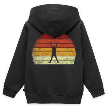 Pound Fitness Workout Retro Sunset - Kids Premium Organic Zip-up Hoodie - black - Back - AI Model Kid Male (0cm)