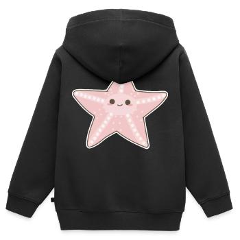 Seestern - Kinder Premium Organic Zip Hoodie - Schwarz - Hinten - AI Model Kid Male (0cm)