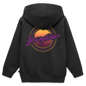 Youngtimer retro by The Manzanita’s - Sweat Premium à capuche zippé enfant bio - noir - Dos - AI Model Kid Male (0cm)