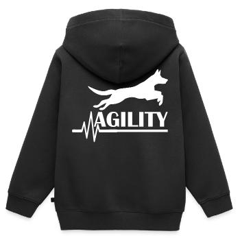 Agilité de chien de chien - Sweat Premium à capuche zippé enfant bio - noir - Dos - AI Model Kid Male (0cm)