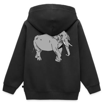 Elefant - Kinder Premium Organic Zip Hoodie - Schwarz - Hinten - AI Model Kid Male (0cm)