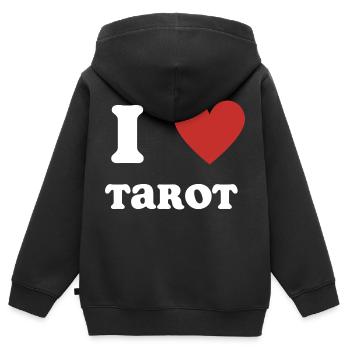 J’aime le Tarot - Sweat Premium à capuche zippé enfant bio - noir - Dos - AI Model Kid Male (0cm)