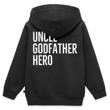 Onkel Pate Held - Kinder Premium Organic Zip Hoodie - Schwarz - Hinten - AI Model Kid Male (0cm)
