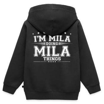 Mila - Sweat Premium à capuche zippé enfant bio - noir - Dos - AI Model Kid Male (0cm)