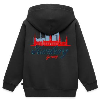 Hamburg - Kinder Premium Organic Zip Hoodie - Schwarz - Hinten - AI Model Kid Male (0cm)