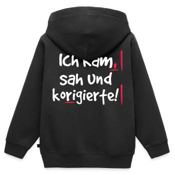 Ich Kam Sah Und Korrigierte Deutsch Grammatik - Kinder Premium Organic Zip Hoodie - Schwarz - Hinten - AI Model Kid Male (0cm)