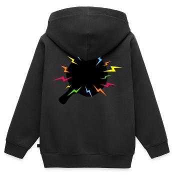 Magischer Ping Pong Schläger Blitz - Kinder Premium Organic Zip Hoodie - Schwarz - Hinten - AI Model Kid Male (0cm)