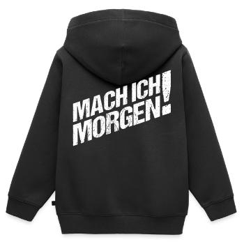 Mach ich Morgen - Kinder Premium Organic Zip Hoodie - Schwarz - Hinten - AI Model Kid Male (0cm)