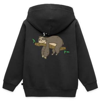 Faultier Schlafen Relax - Kinder Premium Organic Zip Hoodie - Schwarz - Hinten - AI Model Kid Male (0cm)