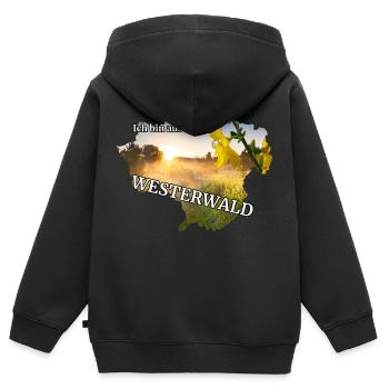 Ich bin aus´m Westerwald - Kinder Premium Organic Zip Hoodie - Schwarz - Hinten - AI Model Kid Male (0cm)
