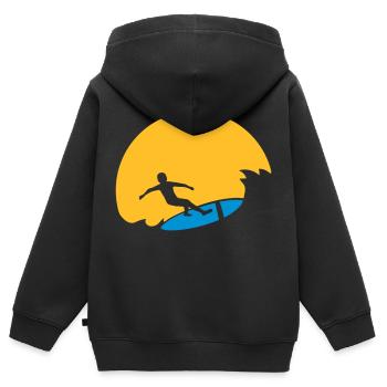 Surfeur Sun Wave - Sweat Premium à capuche zippé enfant bio - noir - Dos - AI Model Kid Male (0cm)