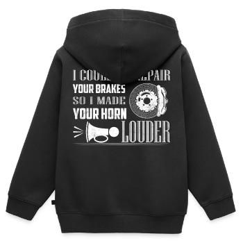 Je n’ai pas pu réparer les freins, alors j’ai fait klaxon plus fort Mecha - Sweat Premium à capuche zippé enfant bio - noir - Dos - AI Model Kid Male (0cm)