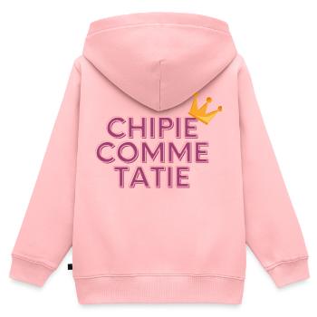 chipie comme tatie - Sweat Premium à capuche zippé enfant bio - rose - Dos - AI Model Kid Female (0cm)