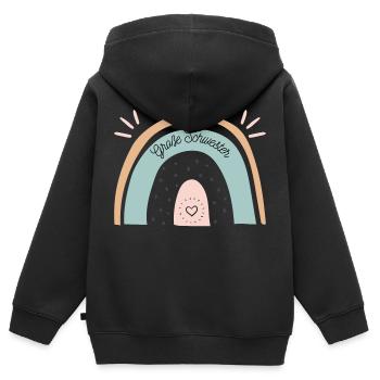 Große Schwester - Kinder Premium Organic Zip Hoodie - Schwarz - Hinten - AI Model Kid Male (0cm)