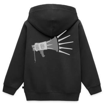 Propaganda Megaphone loud speech - Kids Premium Organic Zip-up Hoodie - black - Back - AI Model Kid Male (0cm)