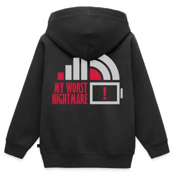 Logos mon pire cauchemar - Sweat Premium à capuche zippé enfant bio - noir - Dos - AI Model Kid Male (0cm)