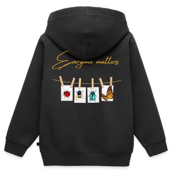 Everyone matters - Kids Premium Organic Zip-up Hoodie - black - Back - AI Model Kid Male (0cm)