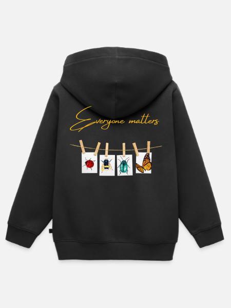 Everyone matters - Kids Premium Organic Zip-up Hoodie - black