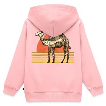 Chameau - Sweat Premium à capuche zippé enfant bio - rose - Dos - AI Model Kid Female (0cm)