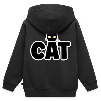 Mignon Chat Motif Chat Chat Gueule de Bois - Sweat Premium à capuche zippé enfant bio - noir - Dos - AI Model Kid Male (0cm)