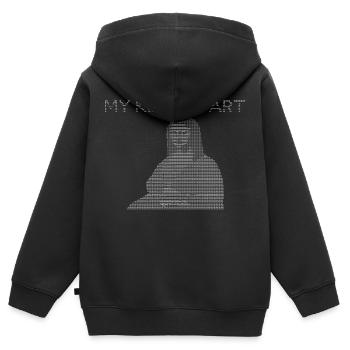 Mona Lisa ASCII - Sweat Premium à capuche zippé enfant bio - noir - Dos - AI Model Kid Male (0cm)