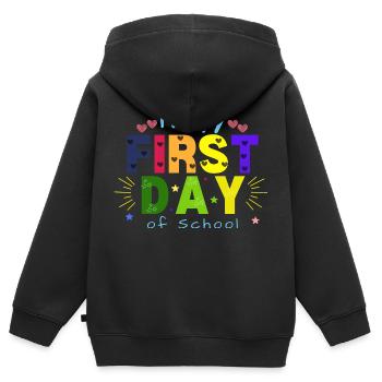 Happy First Day Of School - Kids Premium Organic Zip-up Hoodie - black - Back - AI Model Kid Male (0cm)