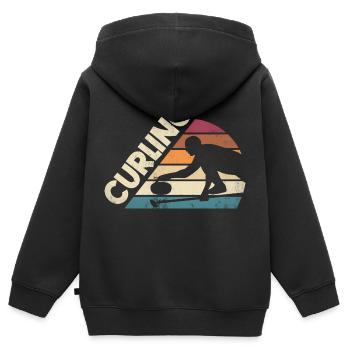 Curlign Sport Curler Curling Player Silhouette - Kinder Premium Organic Zip Hoodie - Schwarz - Hinten - AI Model Kid Male (0cm)