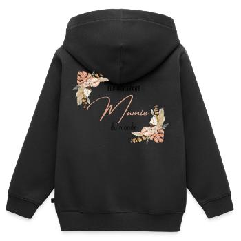 élu meilleure mamie du monde - Sweat Premium à capuche zippé enfant bio - noir - Dos - AI Model Kid Male (0cm)