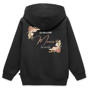 élu meilleure mamie du monde - Sweat Premium à capuche zippé enfant bio - noir - Dos - AI Model Kid Male (0cm)