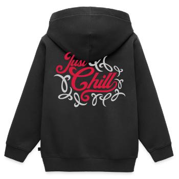 Just Chill Text Logo - Kids Premium Organic Zip-up Hoodie - black - Back - AI Model Kid Male (0cm)