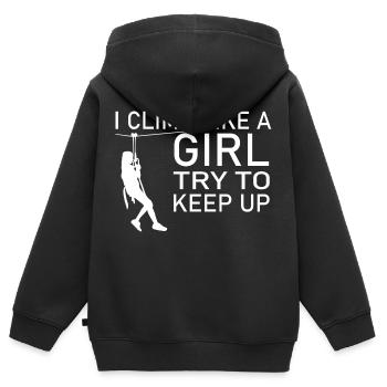 climbing - Kinder Premium Organic Zip Hoodie - Schwarz - Hinten - AI Model Kid Male (0cm)