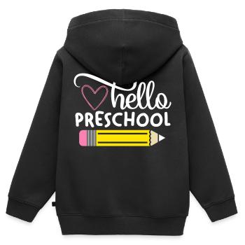 Hallo Vorschule - Kinder Premium Organic Zip Hoodie - Schwarz - Hinten - AI Model Kid Male (0cm)