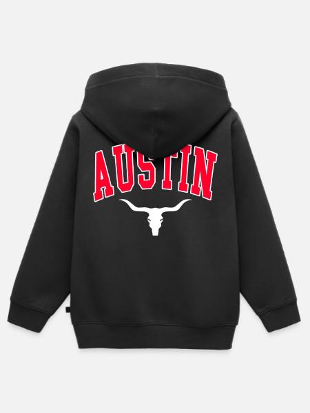 Austin Longhorn - Kids Premium Organic Zip-up Hoodie - black