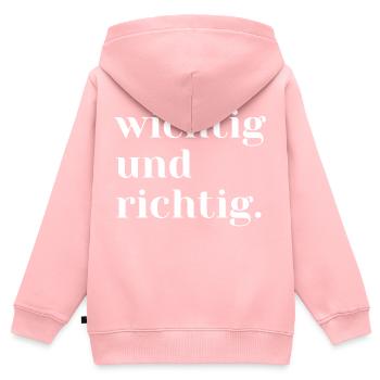 wichtig und richtig - Kinder Premium Organic Zip Hoodie - Rosa - Hinten - AI Model Kid Female (0cm)