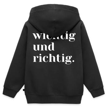 wichtig und richtig - Kinder Premium Organic Zip Hoodie - Schwarz - Hinten - AI Model Kid Male (0cm)