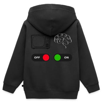éteindre la télévision et allumer les cerveaux - Sweat Premium à capuche zippé enfant bio - noir - Dos - AI Model Kid Male (0cm)