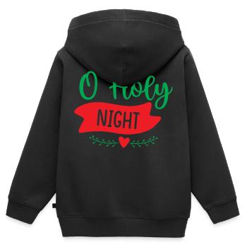 Holly night - fête de noël - Sweat Premium à capuche zippé enfant bio - noir - Dos - AI Model Kid Male (0cm)