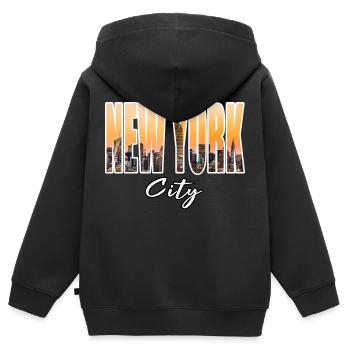 new york city - Kinder Premium Organic Zip Hoodie - Schwarz - Hinten - AI Model Kid Male (0cm)