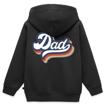 Papa rétro, c’est ton design ! - Sweat Premium à capuche zippé enfant bio - noir - Dos - AI Model Kid Male (0cm)